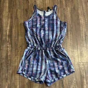 Athleta girl Tie-Dye Blue Purple Sleeveless One-Piece Romper